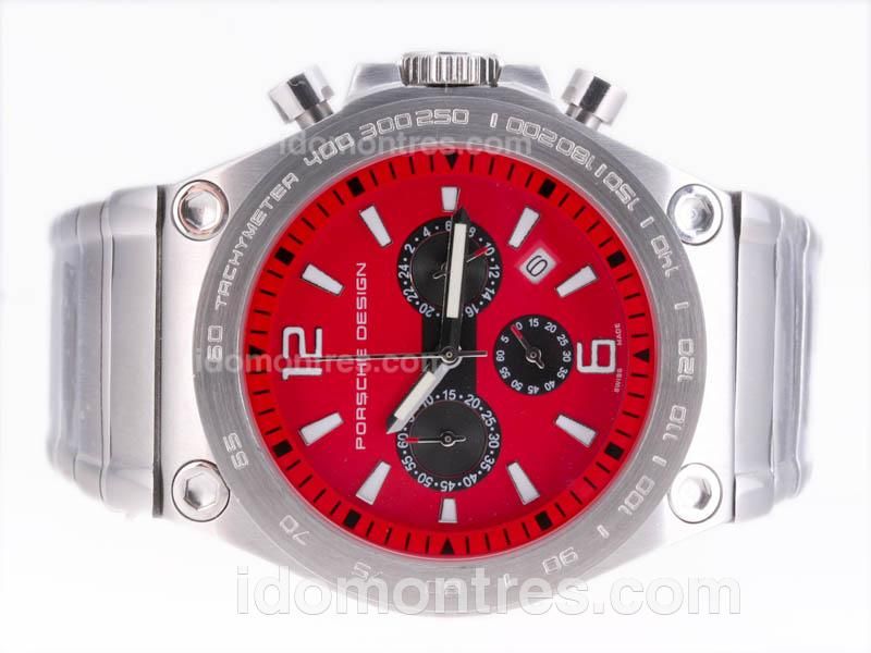 Porsche Design Classic Working Chronograph with Red Dial-Sapphire Crystal