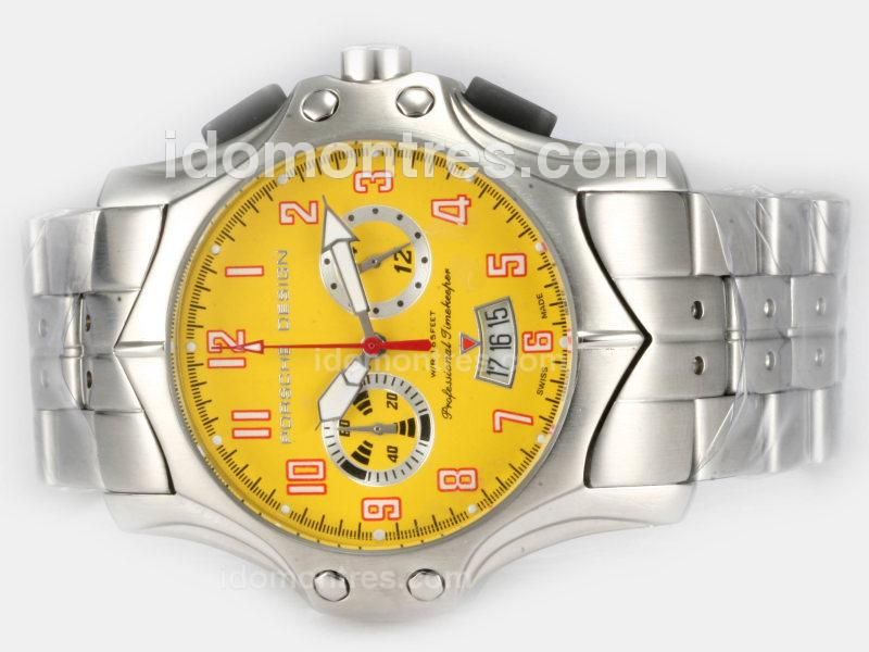 Porsche Design Classic Working Chronograph with Yellow Dial