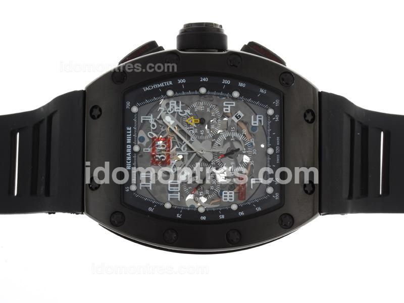 Richard Mille RM011 Automatic PVD Case with Skeleton Dial-Black Bezel