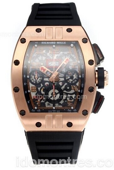 Richard Mille RM011 Swiss Valjoux 7750 Movement Rose Gold Case with Skeleton Dial-Sapphire Glass