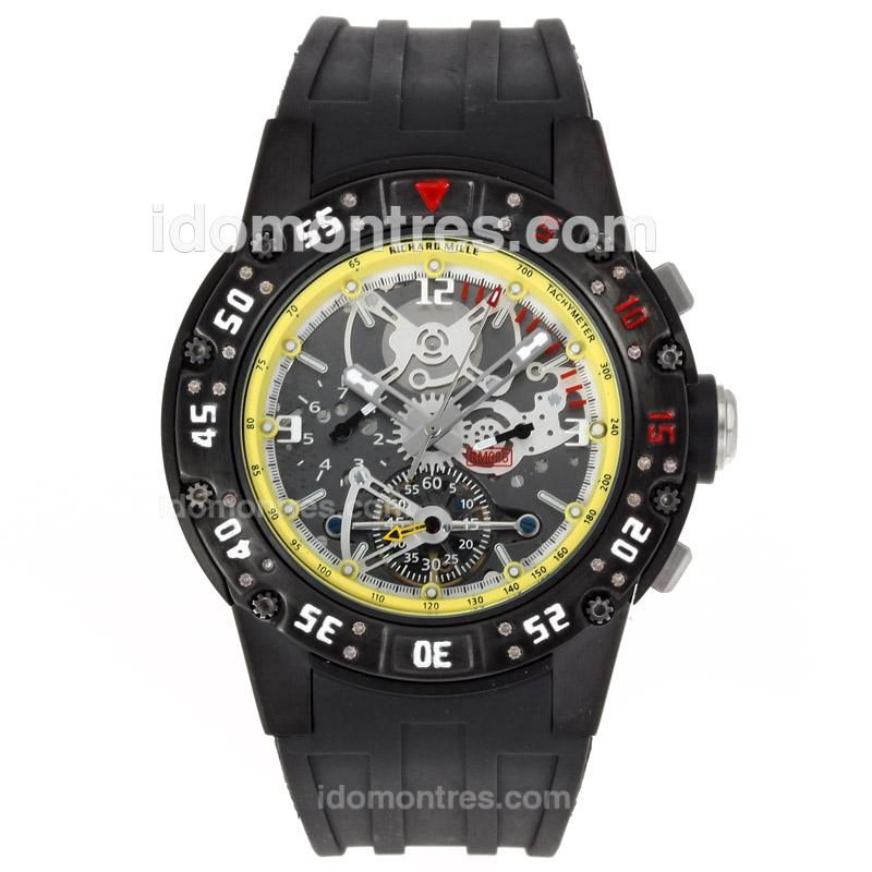 Richard Mille RM025 Automatic with PVD Case and Skeleton Dial -Yellow Inner Bezel