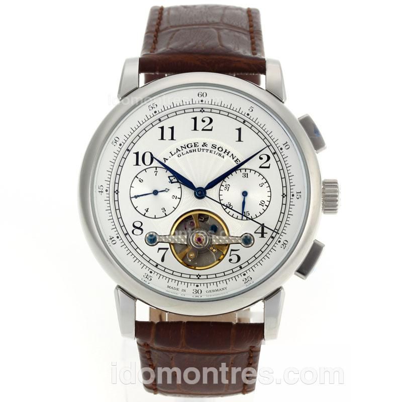 A.Lange & Sohne Tourbillon Automatic with White Dial-Leather Strap