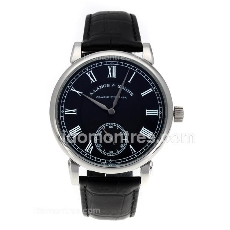 A.Lange & Sohne Classic Manual Winding Roman Markers with Black Dial-Leather Strap