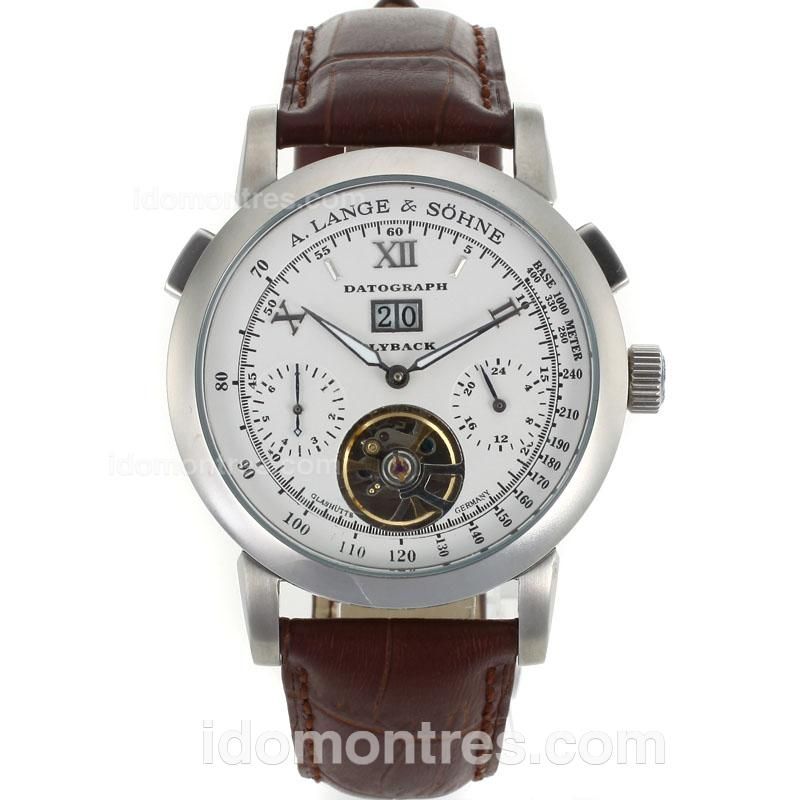 A.Lange & Sohne Lange Tourbillon Automatic with White Dial-Brown Leather Strap