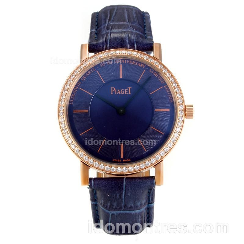 Piaget Altiplano Rose Gold Case Diamond Bezel with Blue Dial-Limited Edition