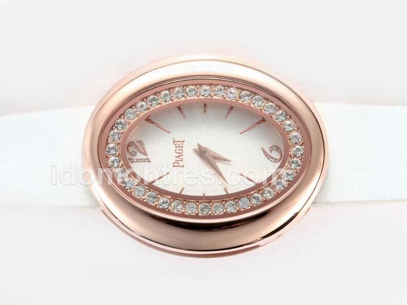 Piaget Dream Team No1 Rose Gold Case with Diamond Bezel-White Dial and Strap