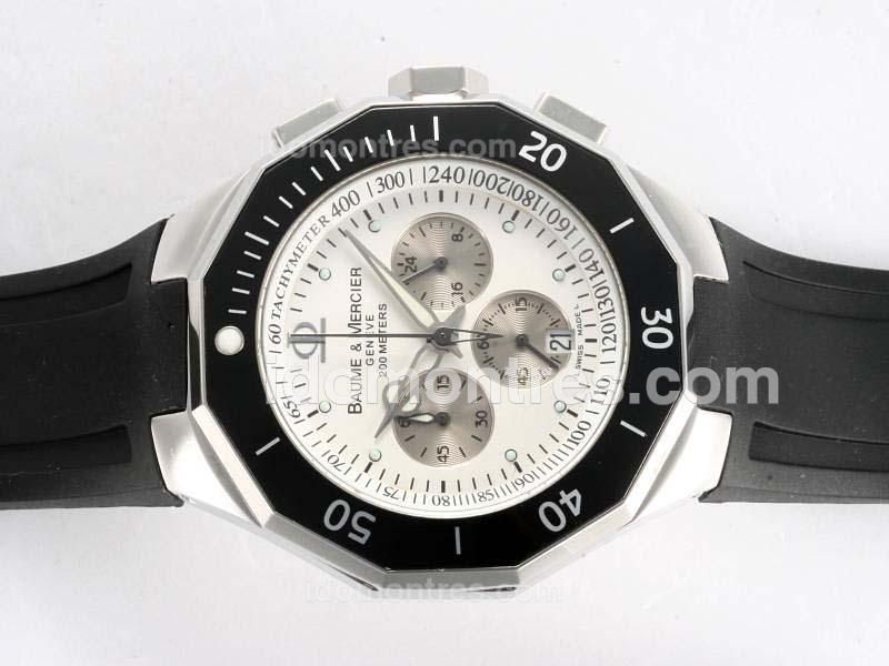 Baume & Mercier Riviera XXL Working Chronograph White Dial with Black Bezel Same Chassis As 7750-High Quality
