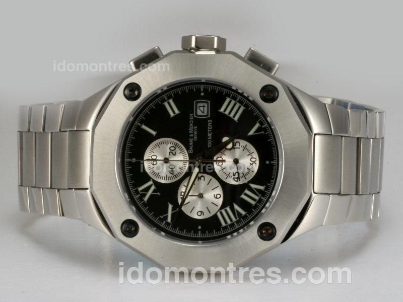 Baume & Mercier Riviera XXL Working Chronograph with Black Dial Same Chassis As 7750-High Quality