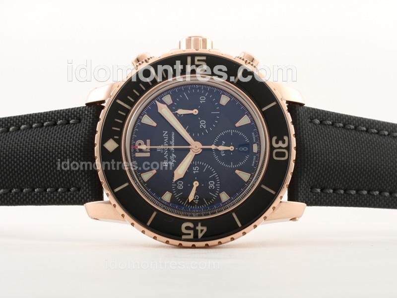 Blancpain Fifty Fathoms Chrono Swiss Valjoux 7750 Movement Rose Gold Case