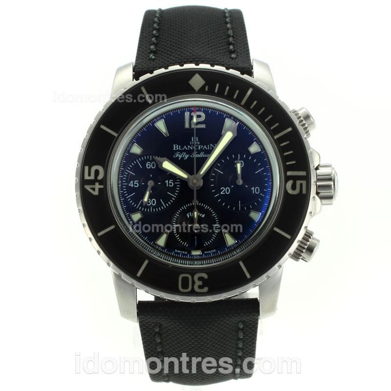 Blancpain Fifty Fathoms Chronograph Swiss Valjoux 7750 Movement with Black Dial