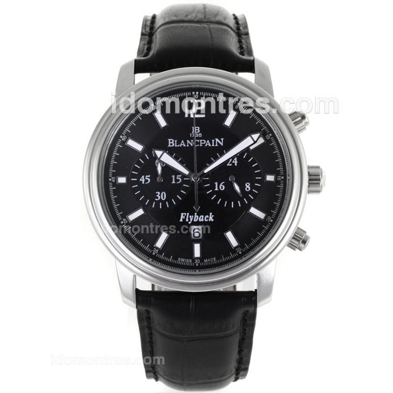 Blancpain Flyback Working Chronograph with Black Dial-Leather Strap