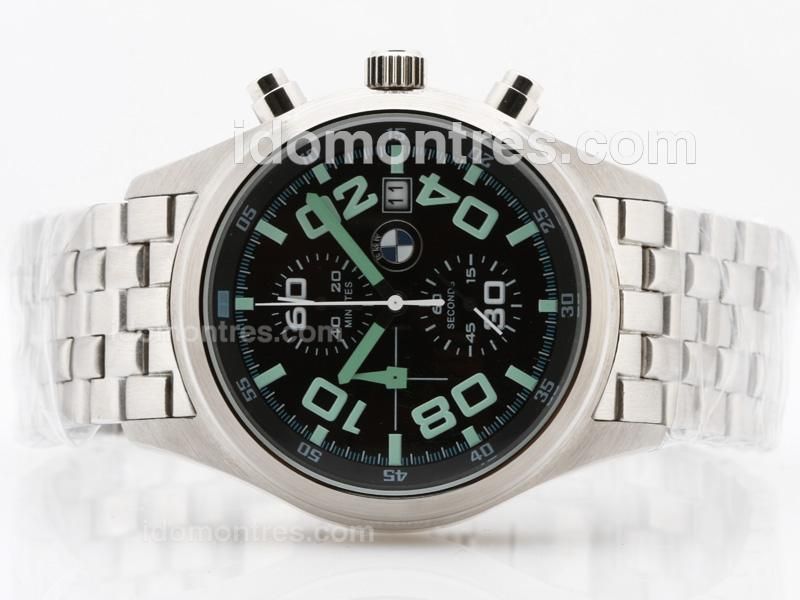 BMW Working Chronograph Black Dial with Green Marking S/S