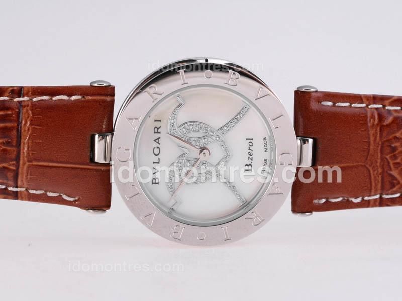 Bvlgari B zero 1 with MOP Dial and Brown Strap-Lady Size