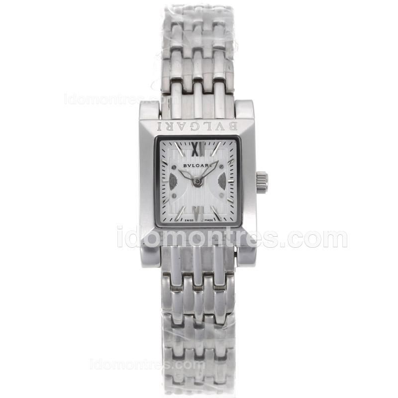 Bvlgari Rettangolo with White Dial S/S-Couple Watch