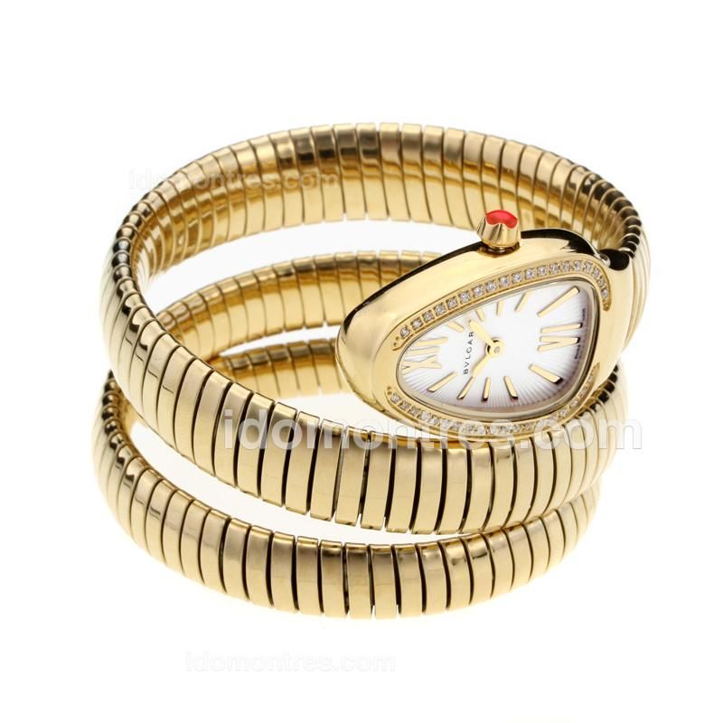 Bvlgari Serpenti Collection Full Yellow Gold with White Dial