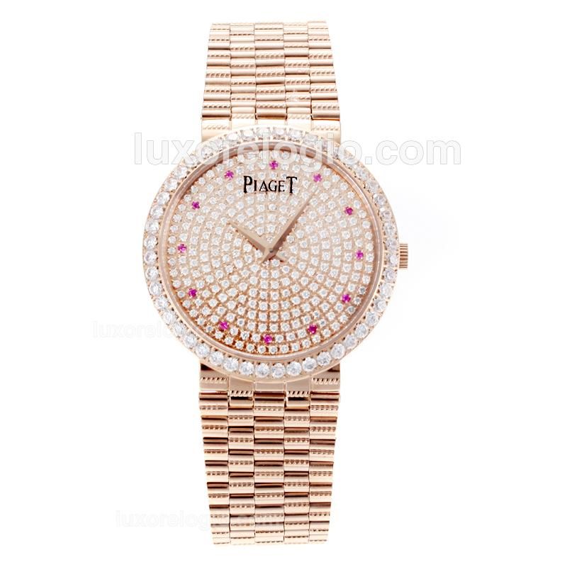 Piaget Altiplano Rose Gold Case with Diamond Bezel and Dial - Diamond Markers