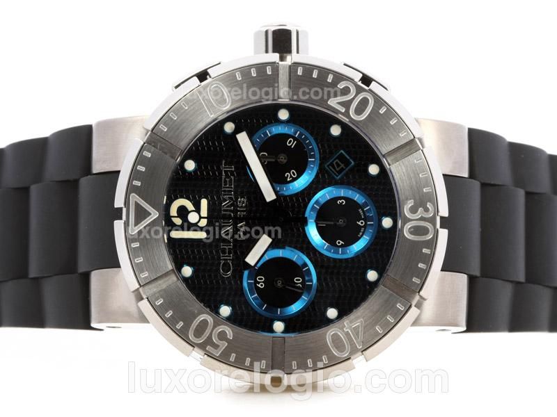 Chaumet Class One Chronograph Swiss Valjoux 7750 Movement with Black Dial-Rubber Strap
