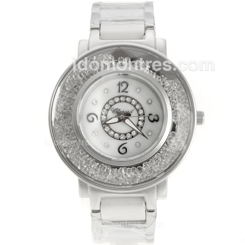Chopard Classic Diamond/Number Markers with White Dial-Ceramic Strap