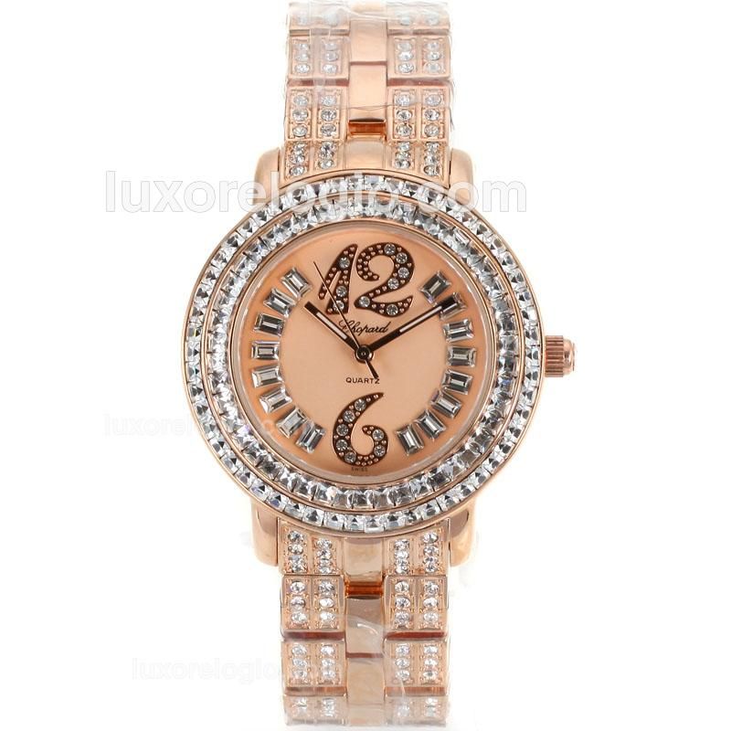 Chopard Classic Full Rose Gold Diamond Bezel with Champagne Dial
