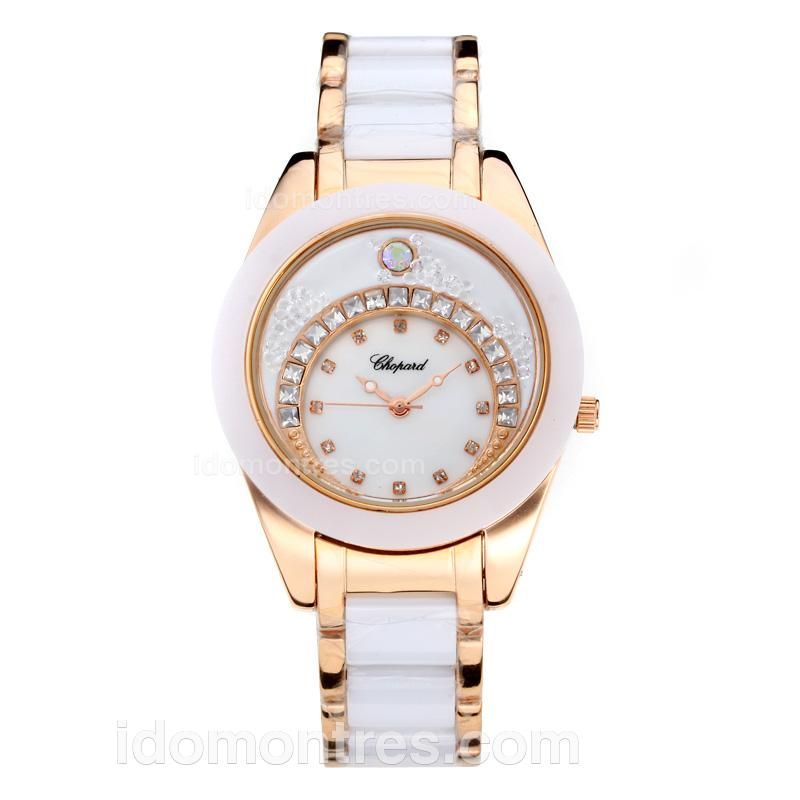 Chopard Classic Rose Gold Case Ceramic Bezel with Diamond White Dial
