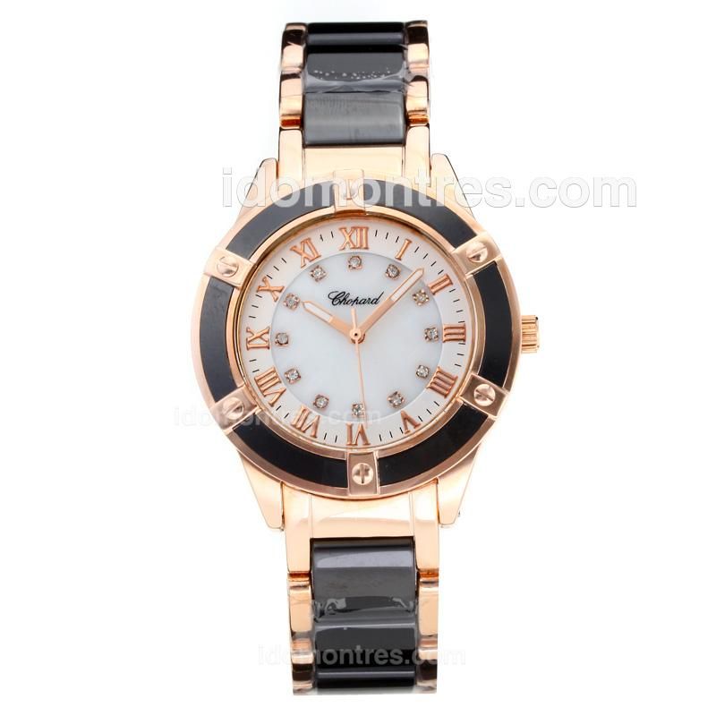 Chopard Classic Rose Gold Case Ceramic Bezel with White Dial