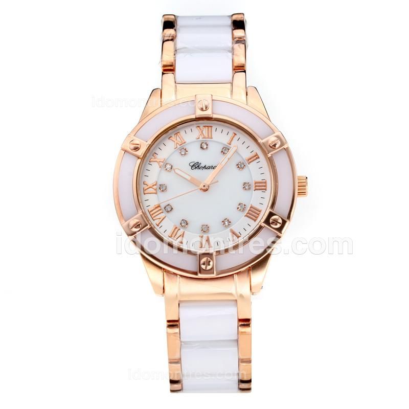 Chopard Classic Rose Gold Case Ceramic Bezel with White Dial