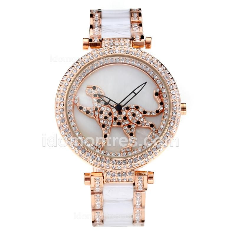 Chopard Classic Rose Gold Case Diamond Bezel with White Dial