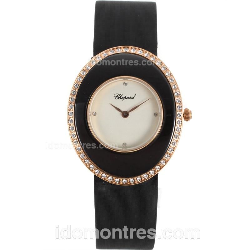 Chopard Classic Rose Gold Case Diamond Bezel with White Dial-Lady Size