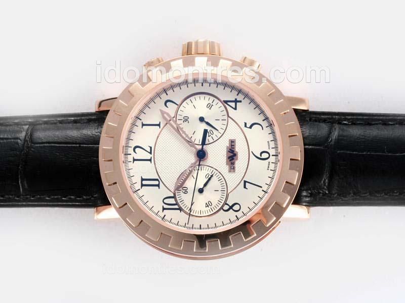 De Witt Academia Limited Edition Chronograph Lemania Movement Rose Gold Case with White Dial-AR Coating
