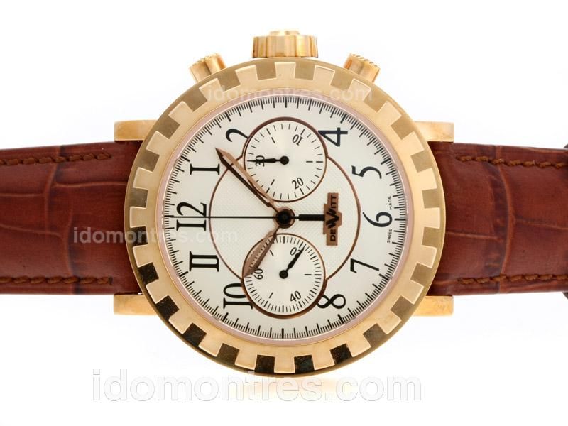 De Witt Academia Limited Edition Chronograph Lemania Movement Rose Gold Case with White Dial