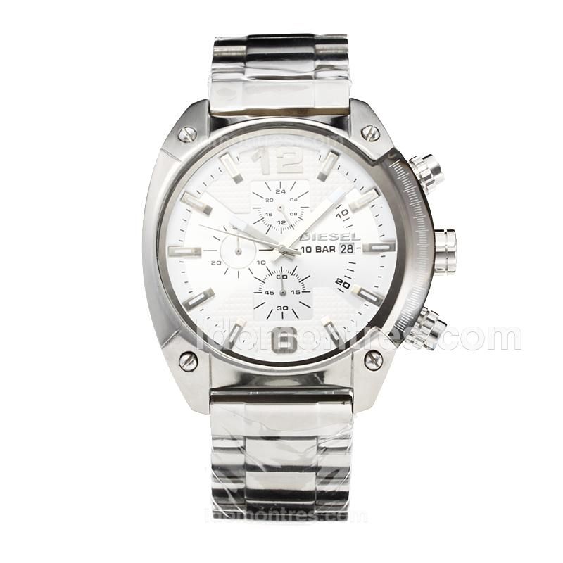 Diesel 10 Bar Working Chronograph with White Dial S/S