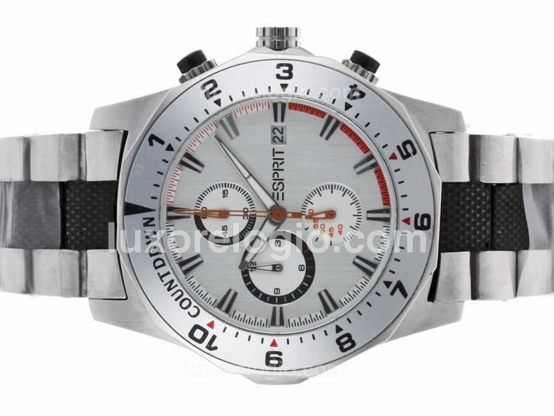 E-Sprit Working Chronograph Stick Markers with Silver Dial