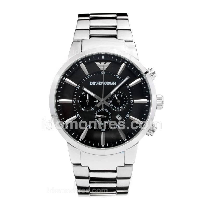 Emporio Armani Classic Working Chronograph with Black Dial S/S