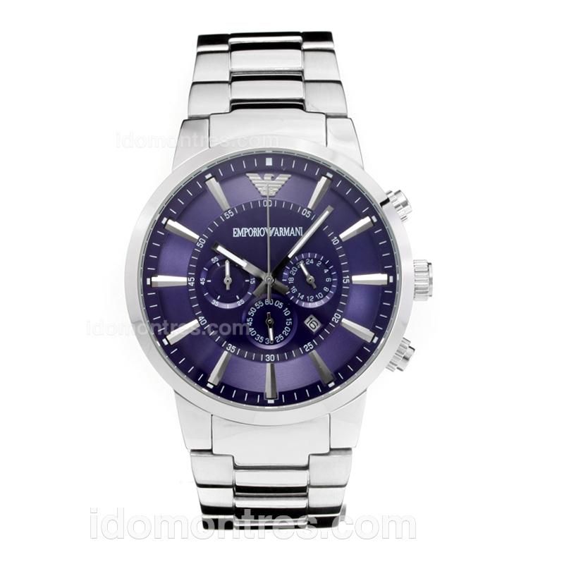 Emporio Armani Classic Working Chronograph with Purple Dial S/S