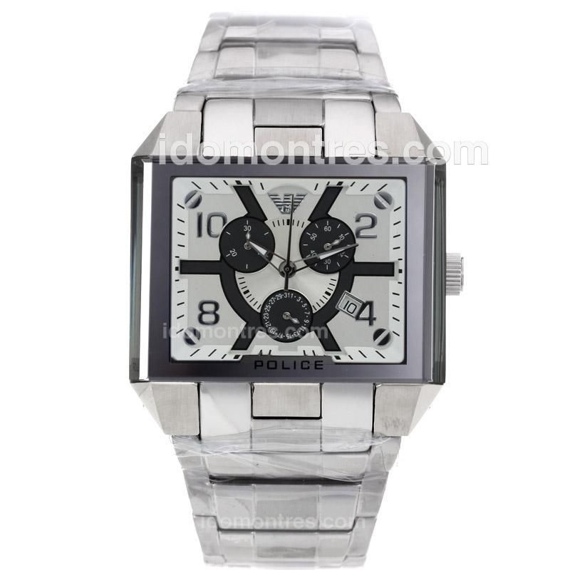 Emporio Armani Classic Working Chronograph with White Dial