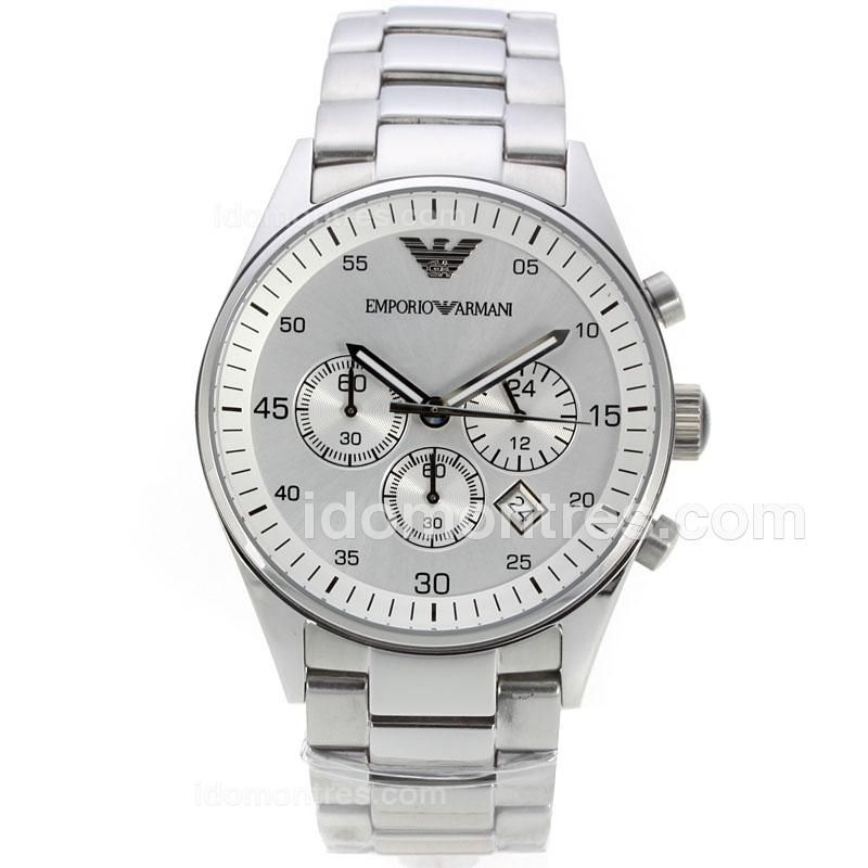 Emporio Armani Classic Working Chronograph with White Dial