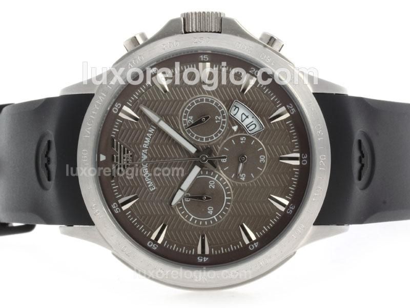Emporio Armani Classic Working Chronograph with Gray Dial-Rubber Strap