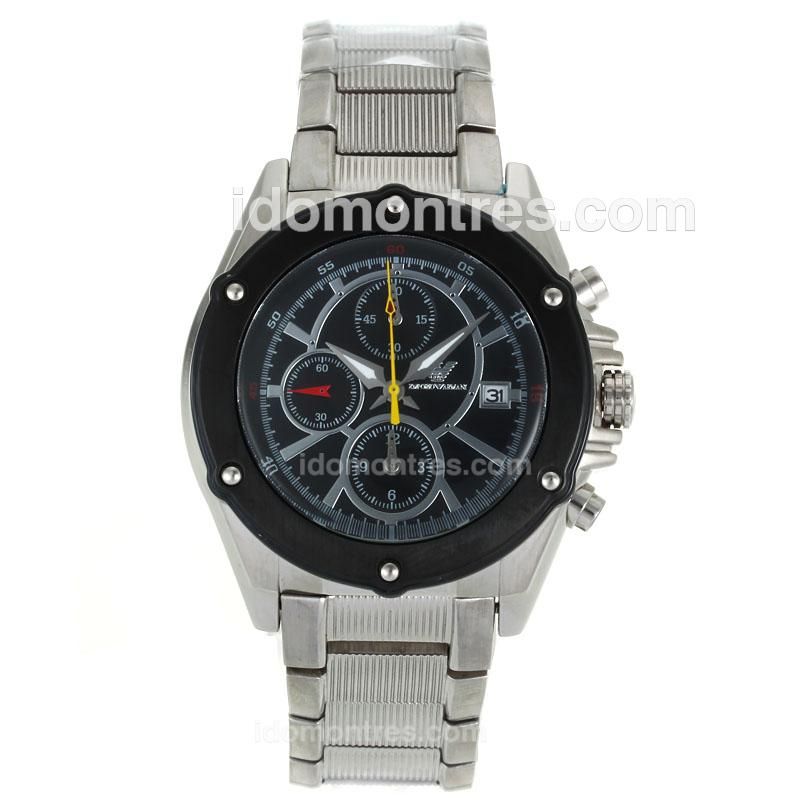 Emporio Armani Sport Working Chronograph Black Bezel with Black Dial-S/S
