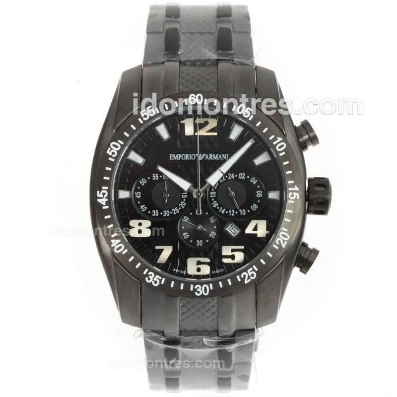 Emporio Armani Sport Working Chronograph Full PVD with Black Dial