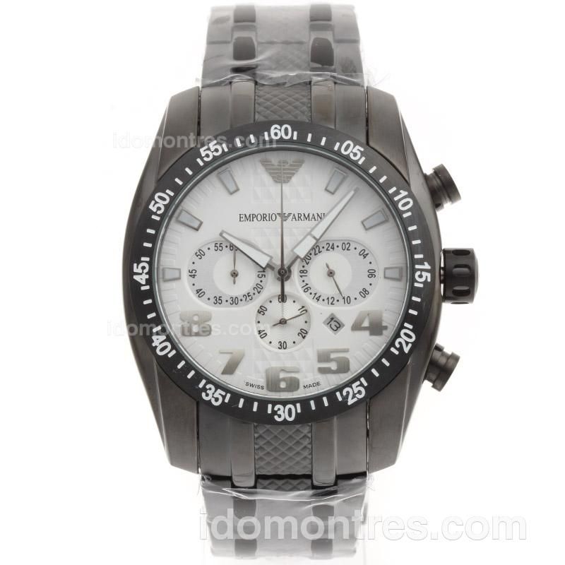 Emporio Armani Sport Working Chronograph Full PVD with White Dial