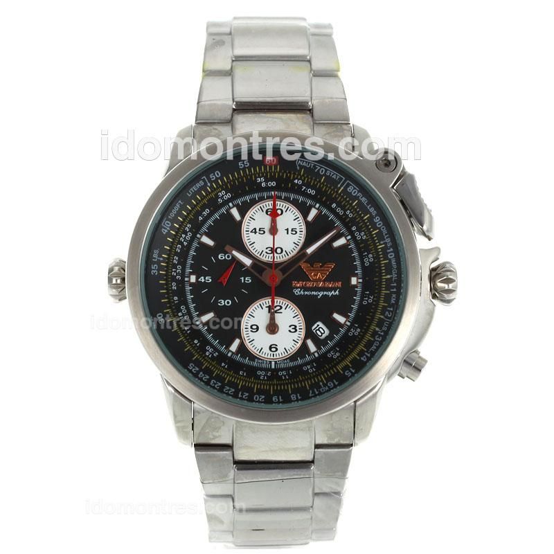 Emporio Armani Sport Working Chronograph Stick Markers with Black Dial-S/S