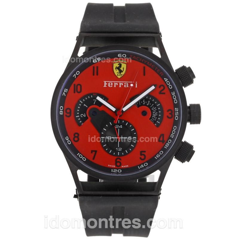 Ferrari Automatic PVD Case with Red Dial-Rubber Strap