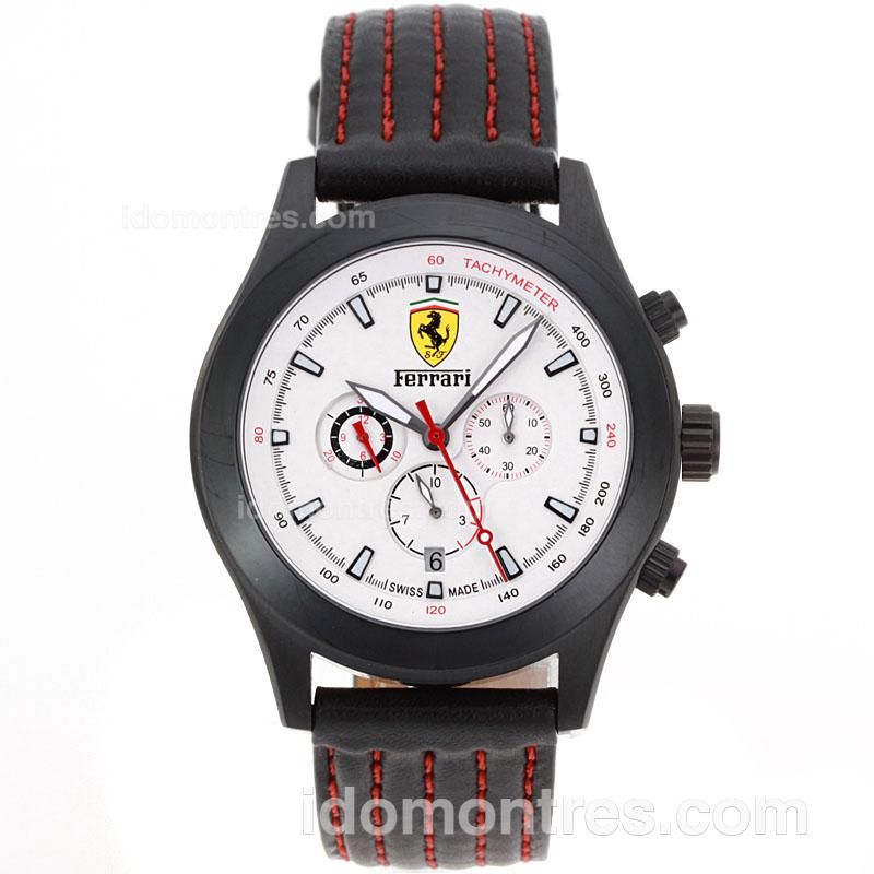 Ferrari Automatic PVD Case with white Dial-Leather Strap