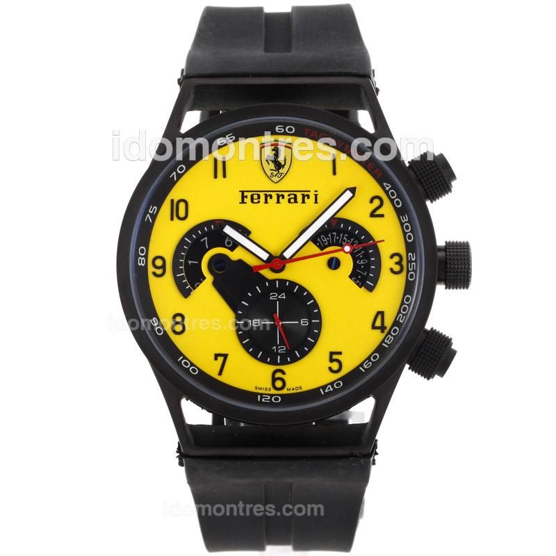 Ferrari Automatic PVD Case with Yellow Dial-Rubber Strap