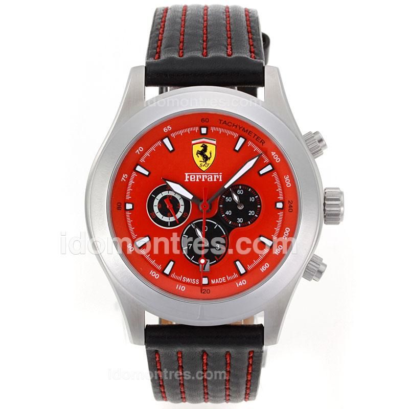 Ferrari Automatic with Red Dial-Leather Strap