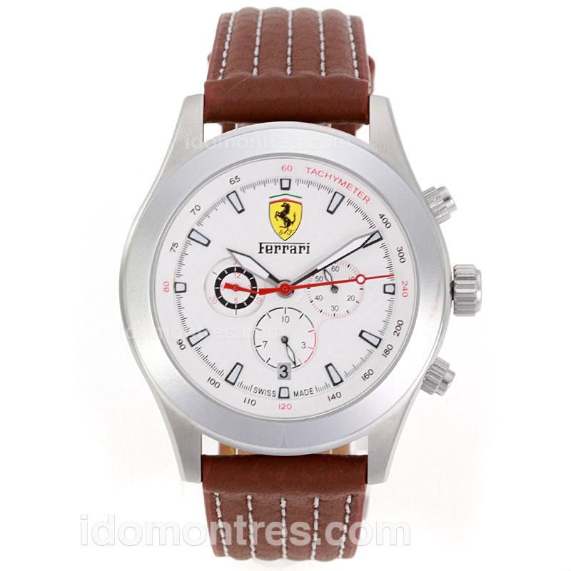 Ferrari Automatic with white Dial-Leather Strap