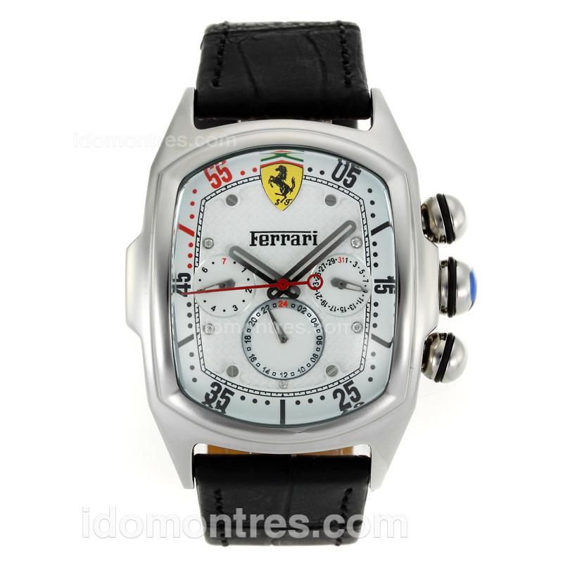 Ferrari Automatic with White Dial-Leather Strap
