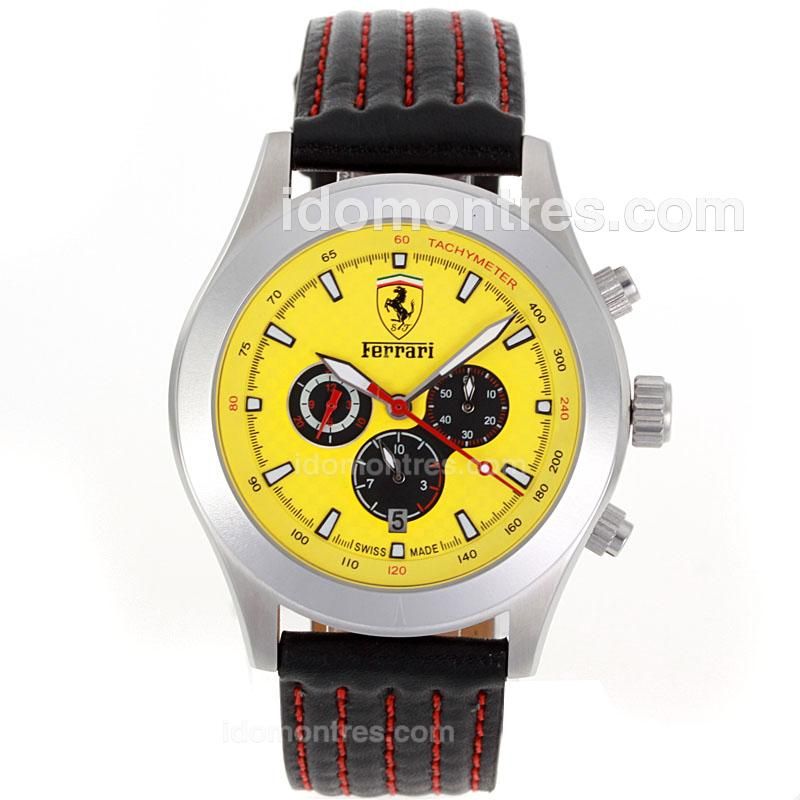Ferrari Automatic with Yellow Dial-Leather Strap