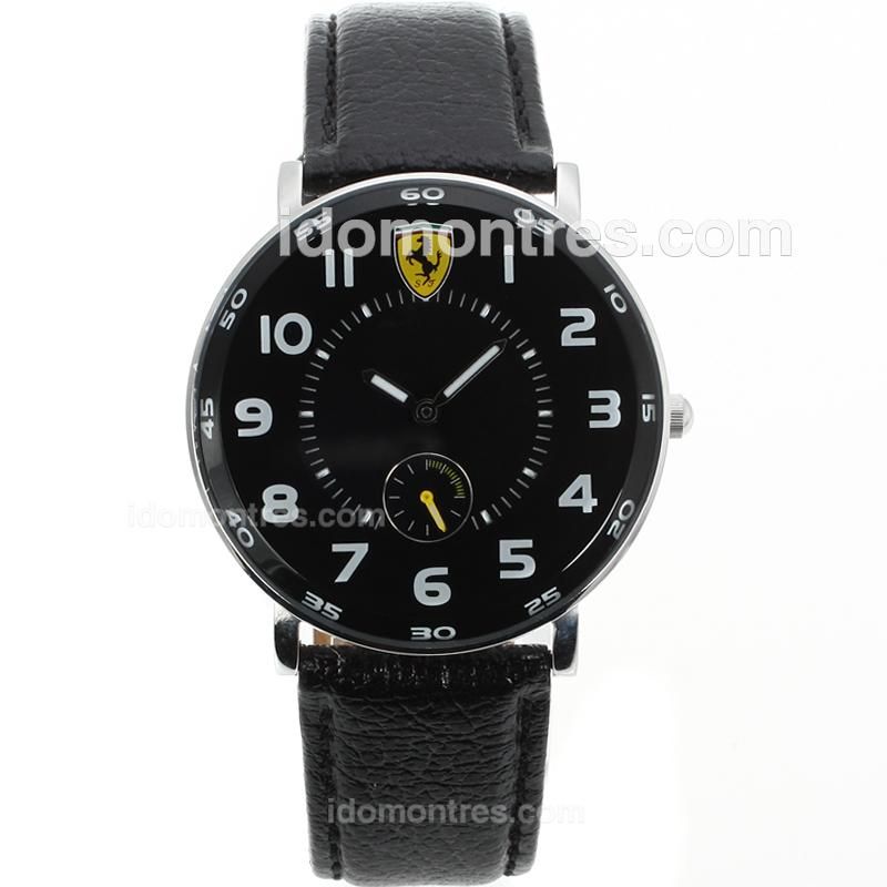 Ferrari Number Markers with Black Dial-Leather Strap