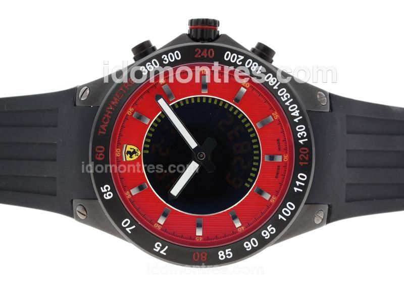 Ferrari PVD Case Red Dial with Digital Displayer-Rubber Strap